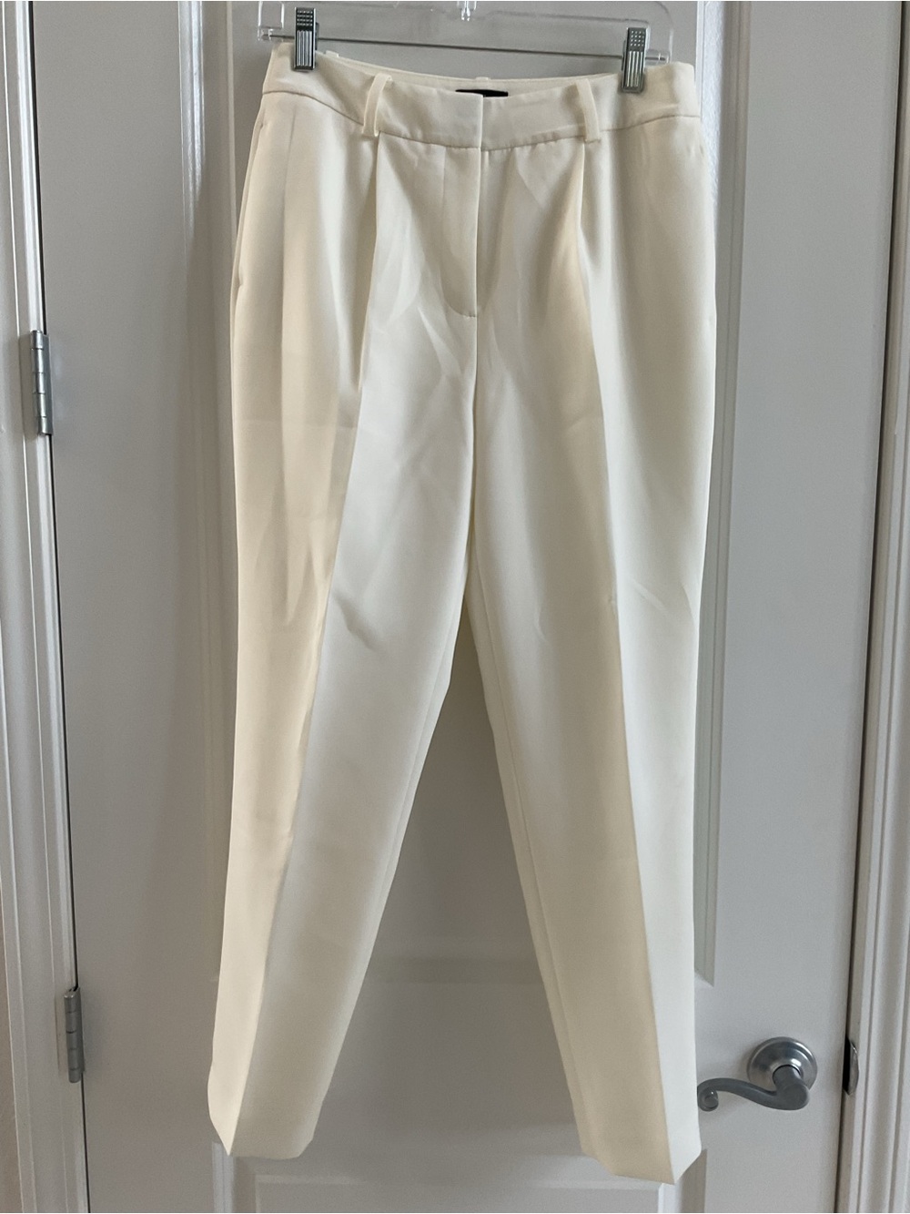 White House Black Market Cream Tapered Ankle Trousers